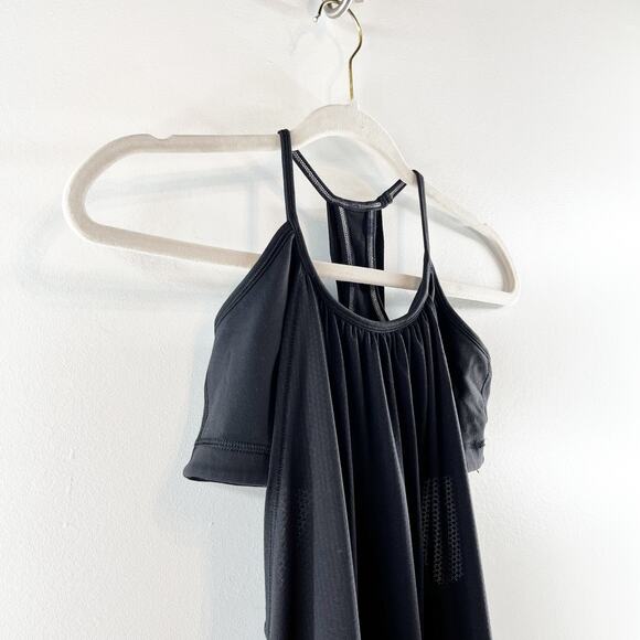 Lululemon No Limits Sleeveless Mesh Long Tank Top with Shelf Bra Black 4 - Picture 6 of 11